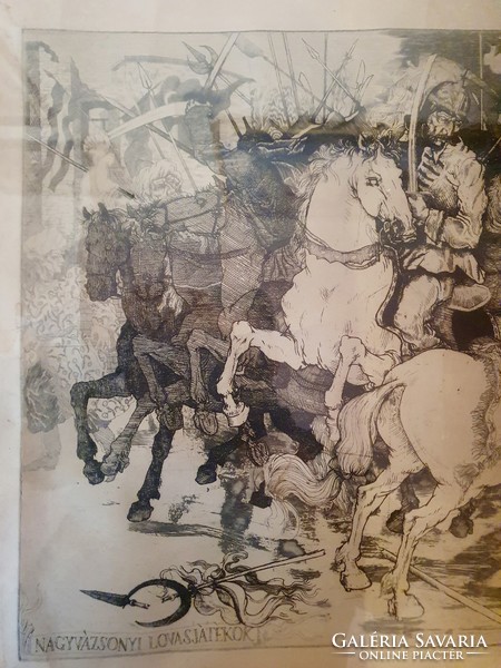 Nagyvázsonyi lovasjátékok, Pásztor Gábor, nagyméretű rézkarc üvegezett keretben