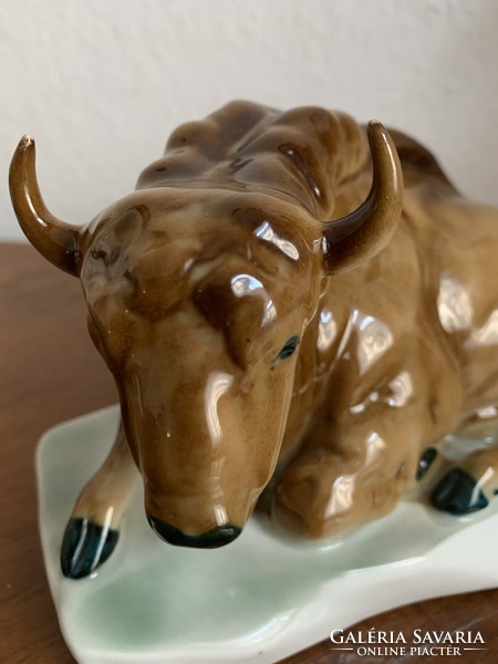 Zsolnay porcelain reclining bison