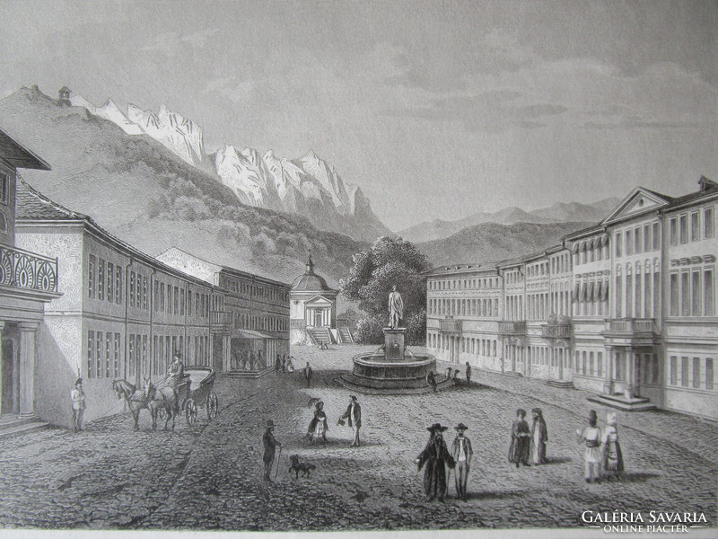 Mehádia spa today, (from 1888) herkulesfürdő view marked Rohbock cut photo approx. 1850