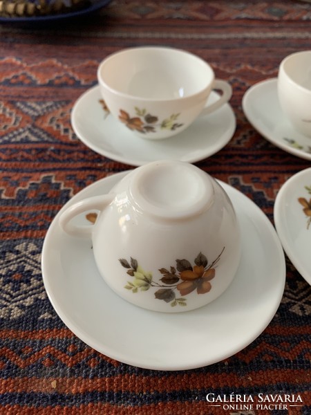 French glass porcelain coffee cups 4pcs + saucer