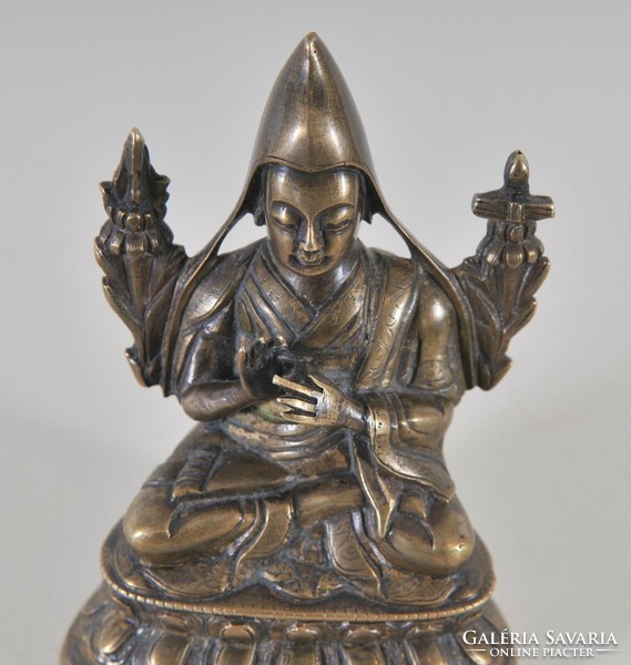 Antik bronz alak, Tsongkhapa, 18. század