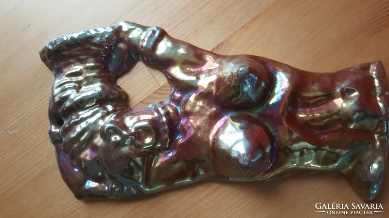 Old metal casting nude with eosin glaze