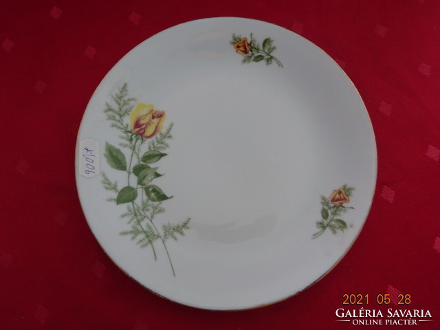 Kahla German porcelain, small plate with yellow rose, diameter 19 cm. He has!