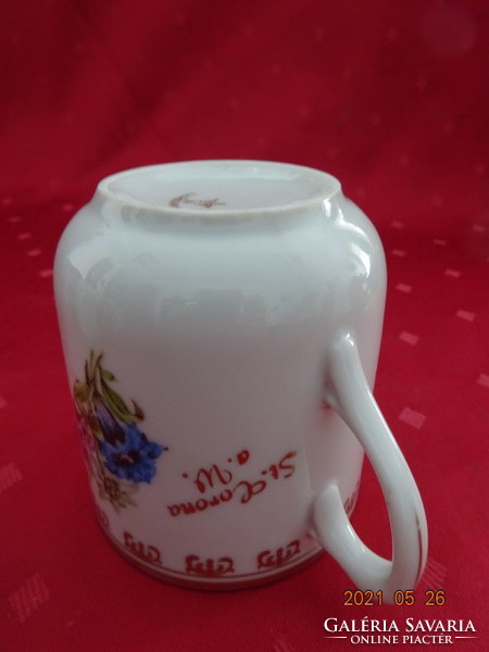 Czechoslovak porcelain mug with spring flowers and inscriptions. He has!