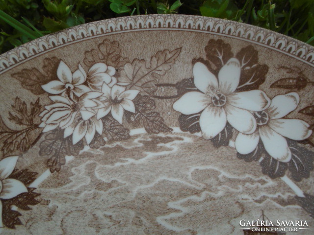Gyönyörű antik majolika tányér, jelzett , 25 cm, igazi antik darab, kézzel készült