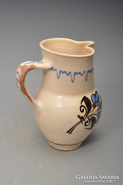 Folk wine jug in Hódmezővásárhely. Majolica factory. Indicated.