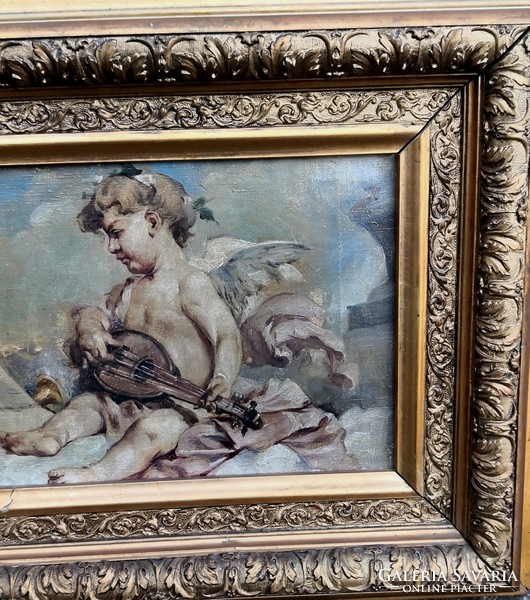Fk/102 - fairy putto! Unknown painter - putto with mandolin