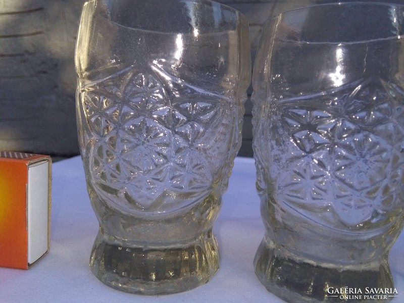 Hat darab retro, domború mintás üveg pohár