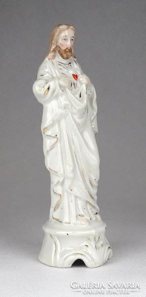 1E750 Antik kézzel festett Jézus krisztus porcelán szobor 15 cm