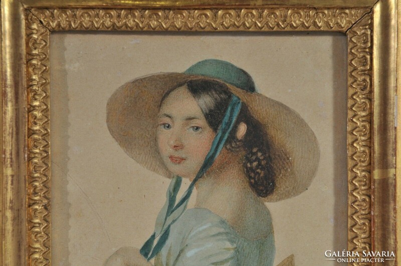 Egy fiatal hölgyről készült akvarell portré