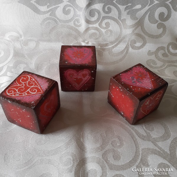 Decorative wooden cubes, red