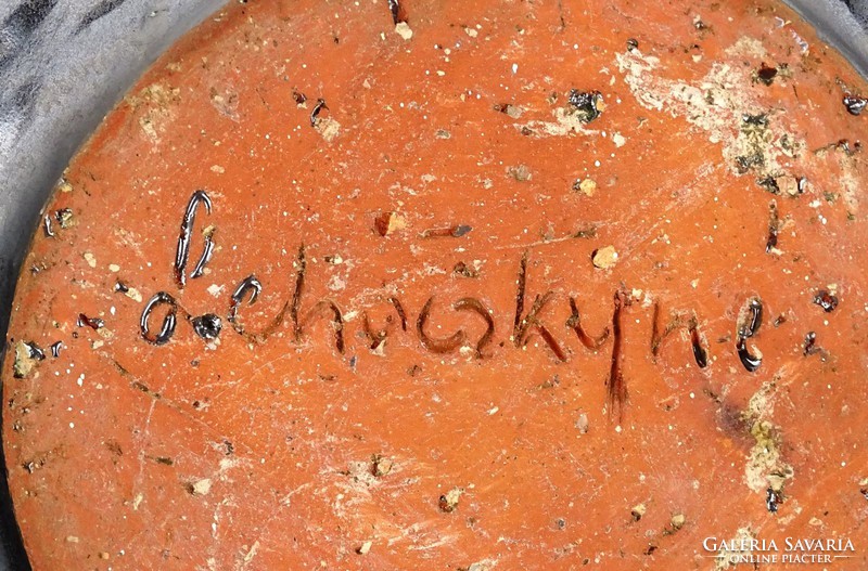 1E582 Lehoczkyné iparművész kerámia fali tál 30.5 cm