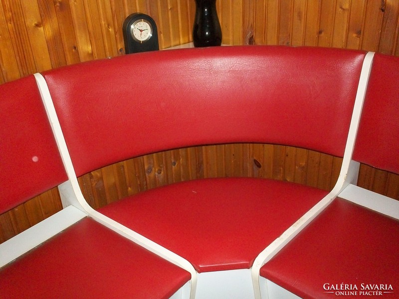 Retro red sky corner set, with storage benches + table