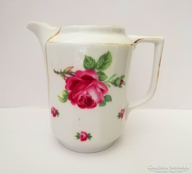 Beautiful antique zsolnay or Czech porcelain rose spout, jug