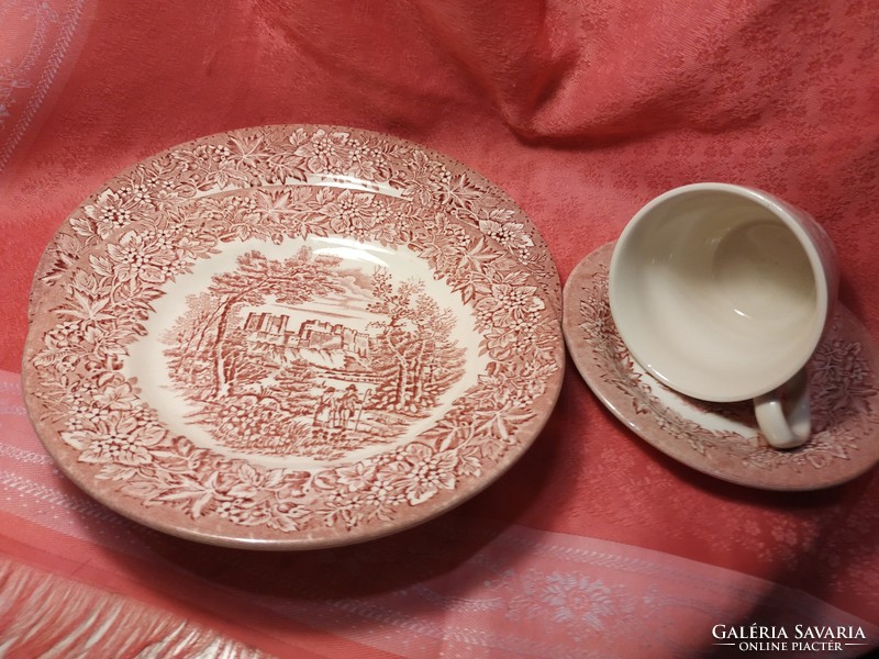 4-piece English scene porcelain breakfast set