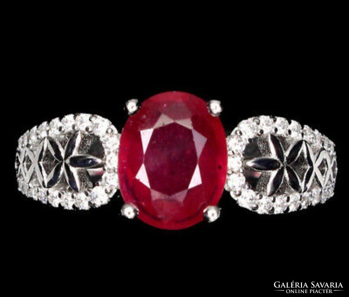 Valódi modern stílusú rubin  ezüstgyűrű 8 as ( 18) meret ¹