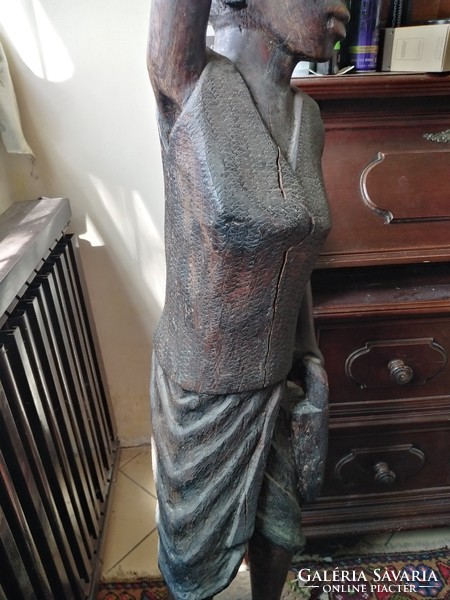 African antique real ebony statue! 126 Cm, about 40 kg!