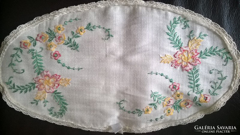 Embroidered small tablecloth flawless beautiful piece.