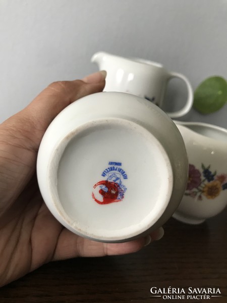 Alföldi porcelán cukortartó + 2 db kiöntő retro virág mintás