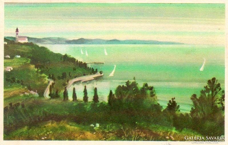 Ba - 087 color panorama of the Balaton region in the middle of the 20th century. Tihany and its surroundings (50 fill)