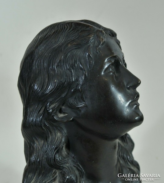 Szent Johanna antik bronz portré 19.század
