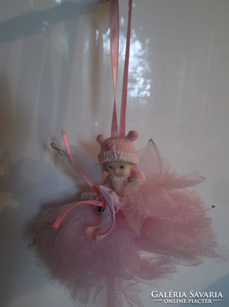 Statue - doll - with tulle - 12 x 12 cm - ceramic - German - flawless