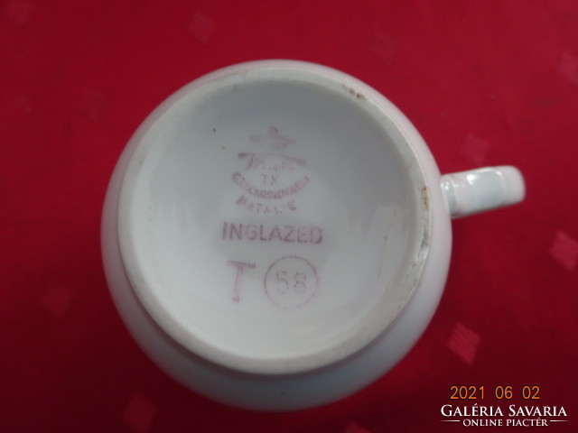 Csehszlovák porcelán gyermek pohár, indián mintával, átmérője 8,8 cm. Vanneki!