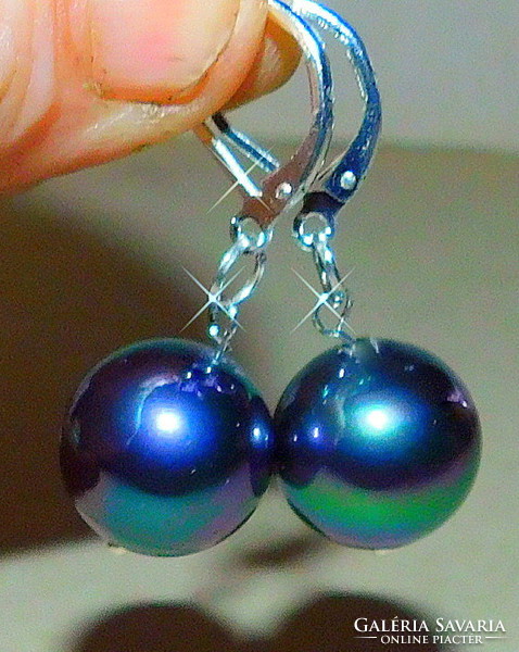 Midnight peacock shades of shell pearl pearl earrings