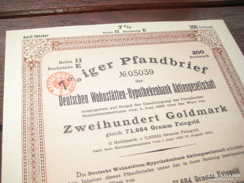 German bond 7% from 1928, 200 gold marks