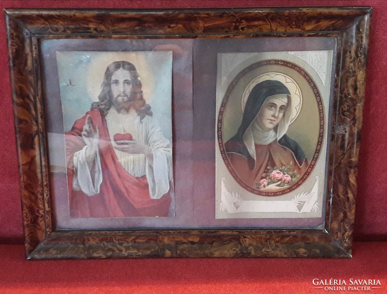 Antique Heart of Jesus and Saint Elizabeth picture