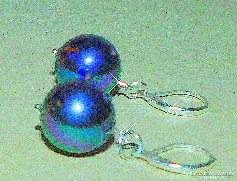 Midnight peacock shades of shell pearl pearl earrings