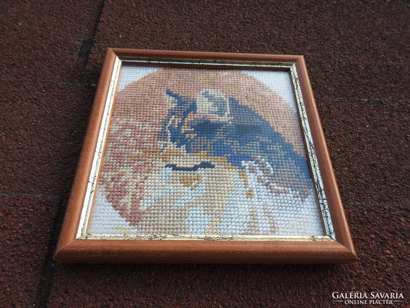 Cat portrait - cat head tapestry in an elegant wooden frame