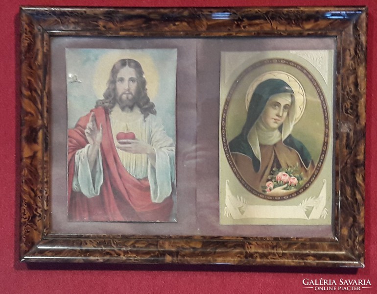 Antique Heart of Jesus and Saint Elizabeth picture