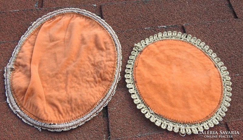A pair of tablecloths decorated with antique gold thread