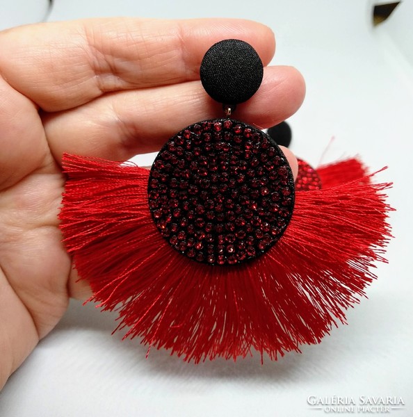 Latin style red and black textile earrings