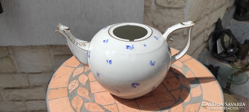 Antik Herendi teás kanna , kék virágmintás festett! Aranyozott! Elegàns, luxus teàzni,kàvézni is!