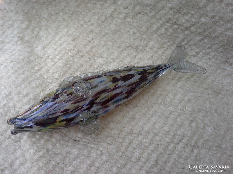 Muránói, színes üveghal, 28cm.