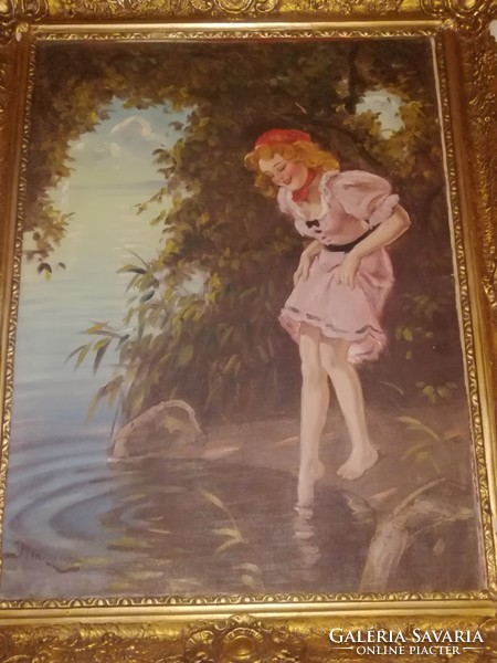 ILLENCZ LIPÓT ÚJARAD, 1882 - 1950, ARAD : Jó a víz eredeti festmény