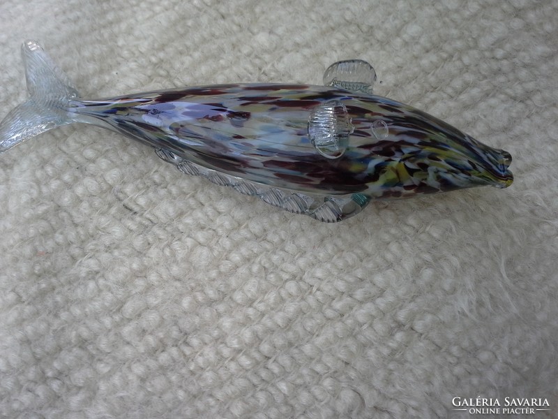 Muránói, színes üveghal, 28cm.
