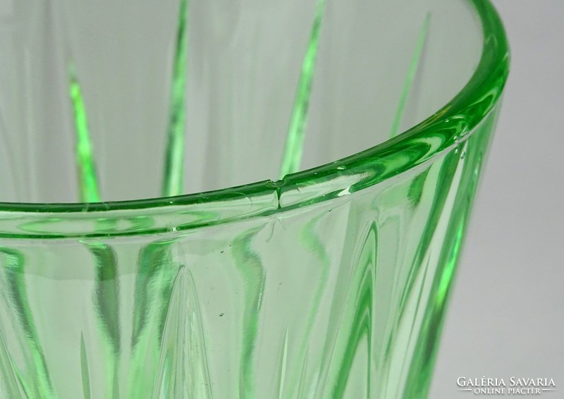 1E691 Retro vastagfalú zöld üveg jégtartó