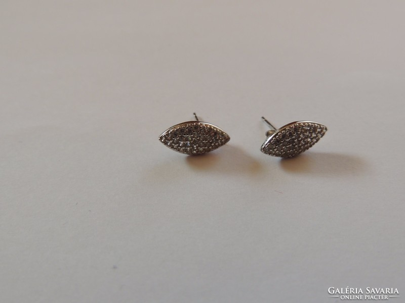 Leaf rhodium silver earrings