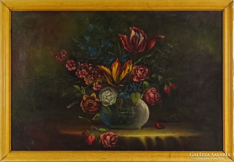 1E881 Magyar festő XX. század : Asztali virágcsendélet