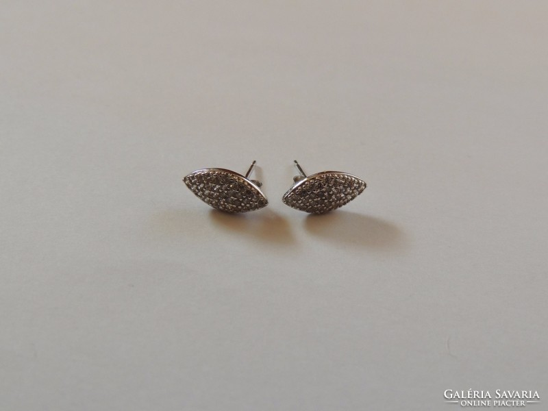 Leaf rhodium silver earrings