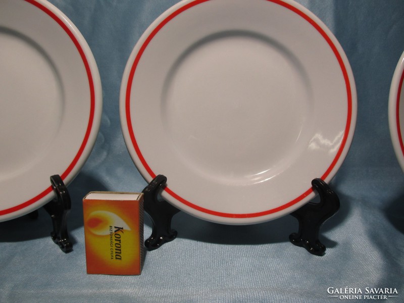 3 pcs zsolnay red striped small plate