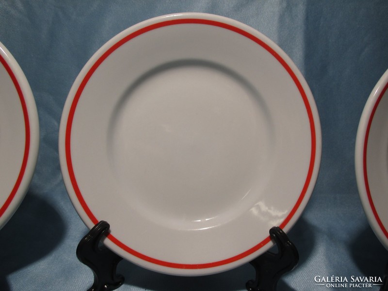 3 pcs zsolnay red striped small plate