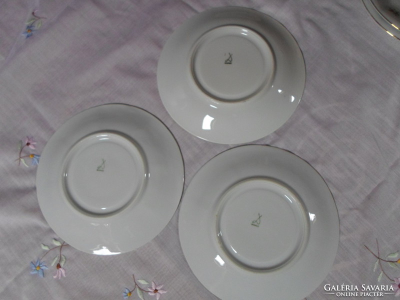 Drasche porcelain, floral tea set: teapot, sugar bowl, cup with saucer