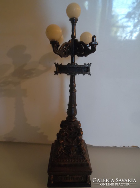 Candelabra - bronze - 14 x 4 x 4 cm - rich in detail - small drawer in the base