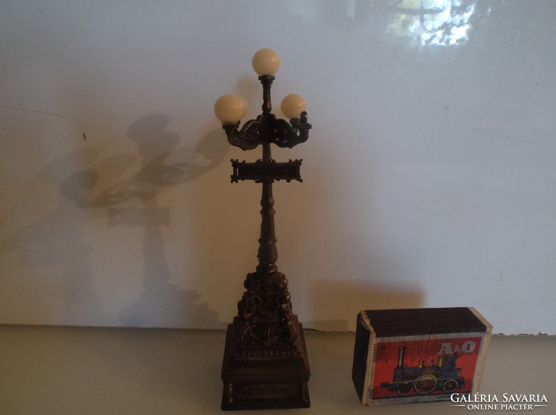 Candelabra - bronze - 14 x 4 x 4 cm - rich in detail - small drawer in the base