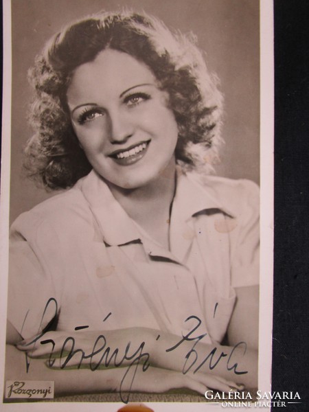 Dedicated photo sheet signed by actress Éva Szörényi (1917-2009) approx. 1939