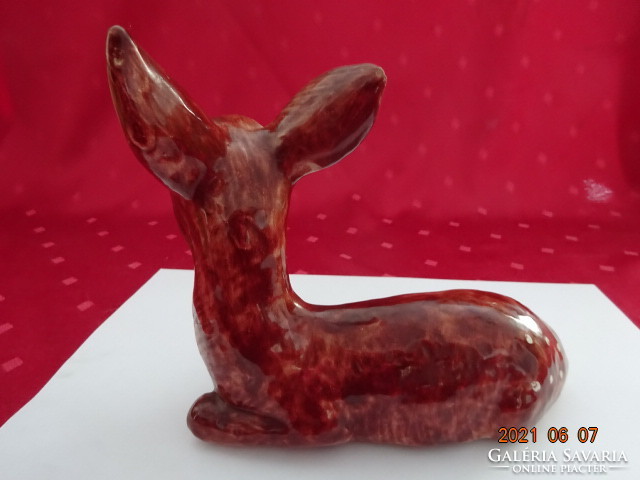 Izsépy glazed ceramic figure, resting deer, length 16 cm. He has!